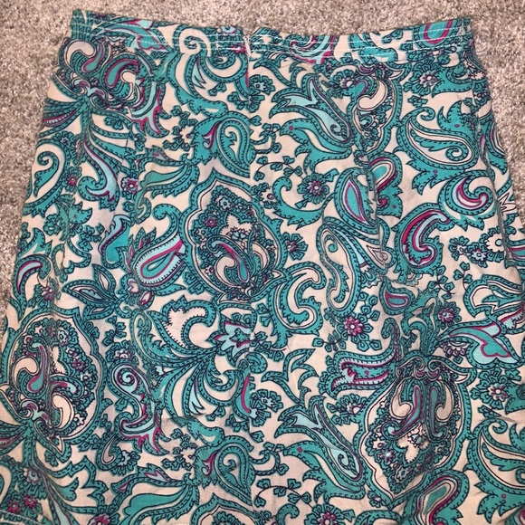 LOFT Green & Cream Zip Up Skirt size 0 - Picture 9 of 10